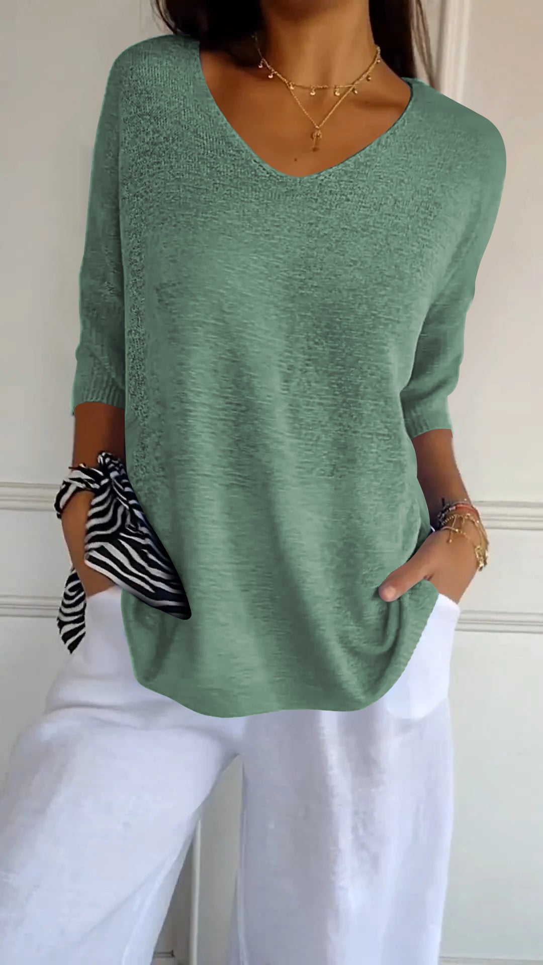 Anaé™ | Bluzka Tricot Aérien z Dekoltem w Szpic