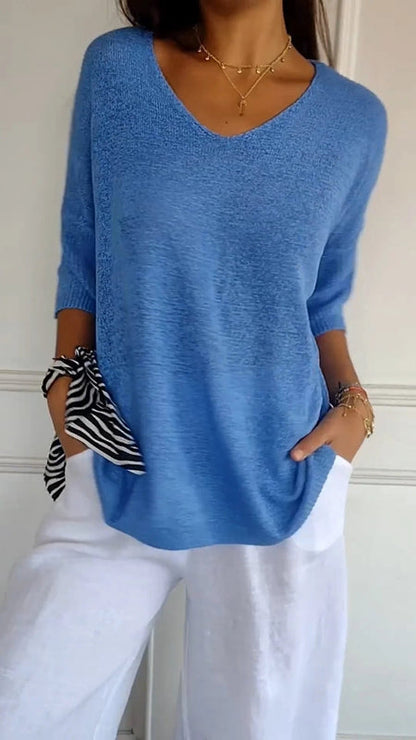 Anaé™ | Bluzka Tricot Aérien z Dekoltem w Szpic