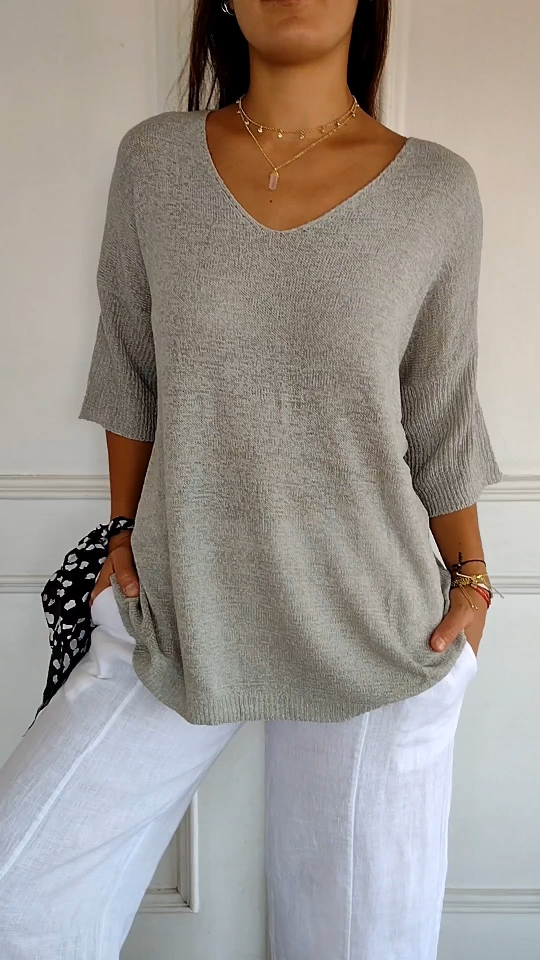 Anaé™ | Bluzka Tricot Aérien z Dekoltem w Szpic