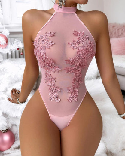 Lara™ | Body z haftowanego tiulu